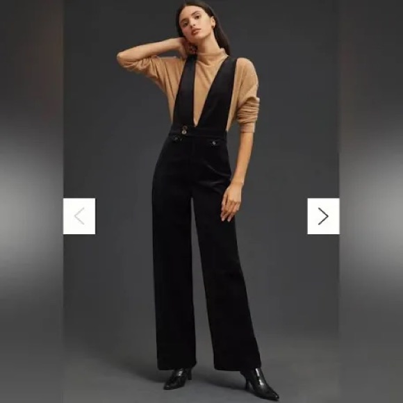Anthropologie Pilcro Deep V Corduroy Jumpsuit. Velvet Black. Size 24.